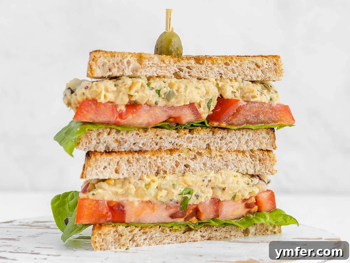 Plant-Powered Mondays 23 A delicious vegan tuna sandwich made with mashed chickpea salad