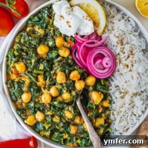 Spiced Chickpea and Spinach Curry 10 A vibrant and delicious Chana Saag in a serving bowl, ready to be enjoyed.