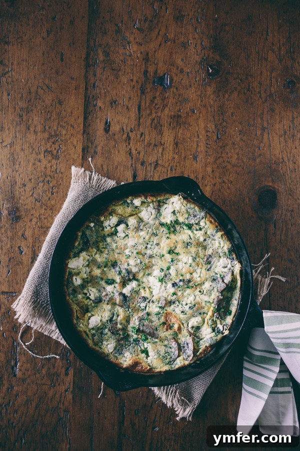 Wild Mushroom, Chèvre, and Garden Herb Frittata 2 Delicious and healthy Mushroom Herb Goat Cheese Frittata with fresh AeroGarden herbs, Greek yogurt, and caramelized mushrooms, perfect for breakfast or brunch.