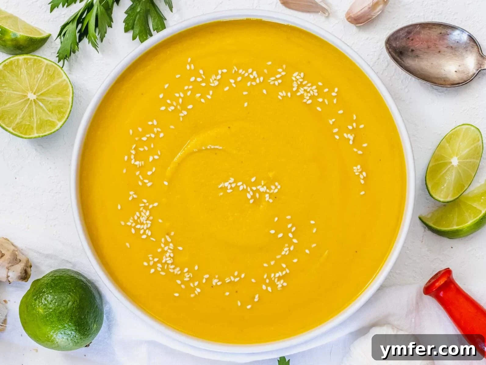 Golden Turmeric Creations 19 Kabocha Squash soup with sesame seeds and lime