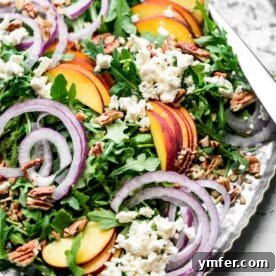 A square image of the Peach Feta Salad for the recipe card.