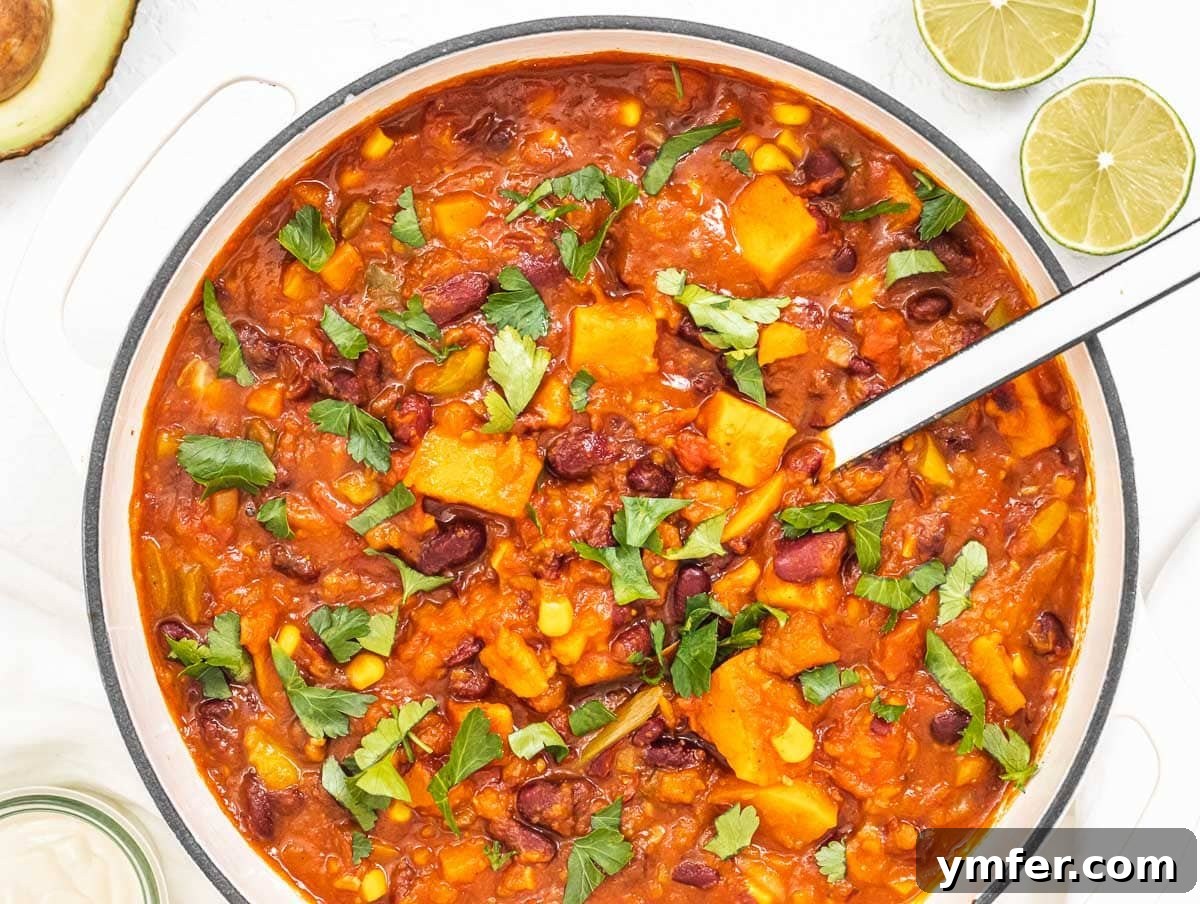 Simple Celery Recipes 17 Hearty sweet potato chili, vibrantly garnished with fresh cilantro.