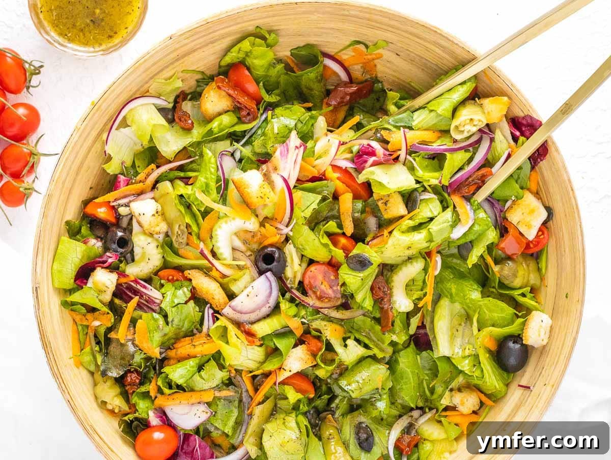 Simple Celery Recipes 18 A large, inviting Italian salad, generously dressed with Italian dressing.
