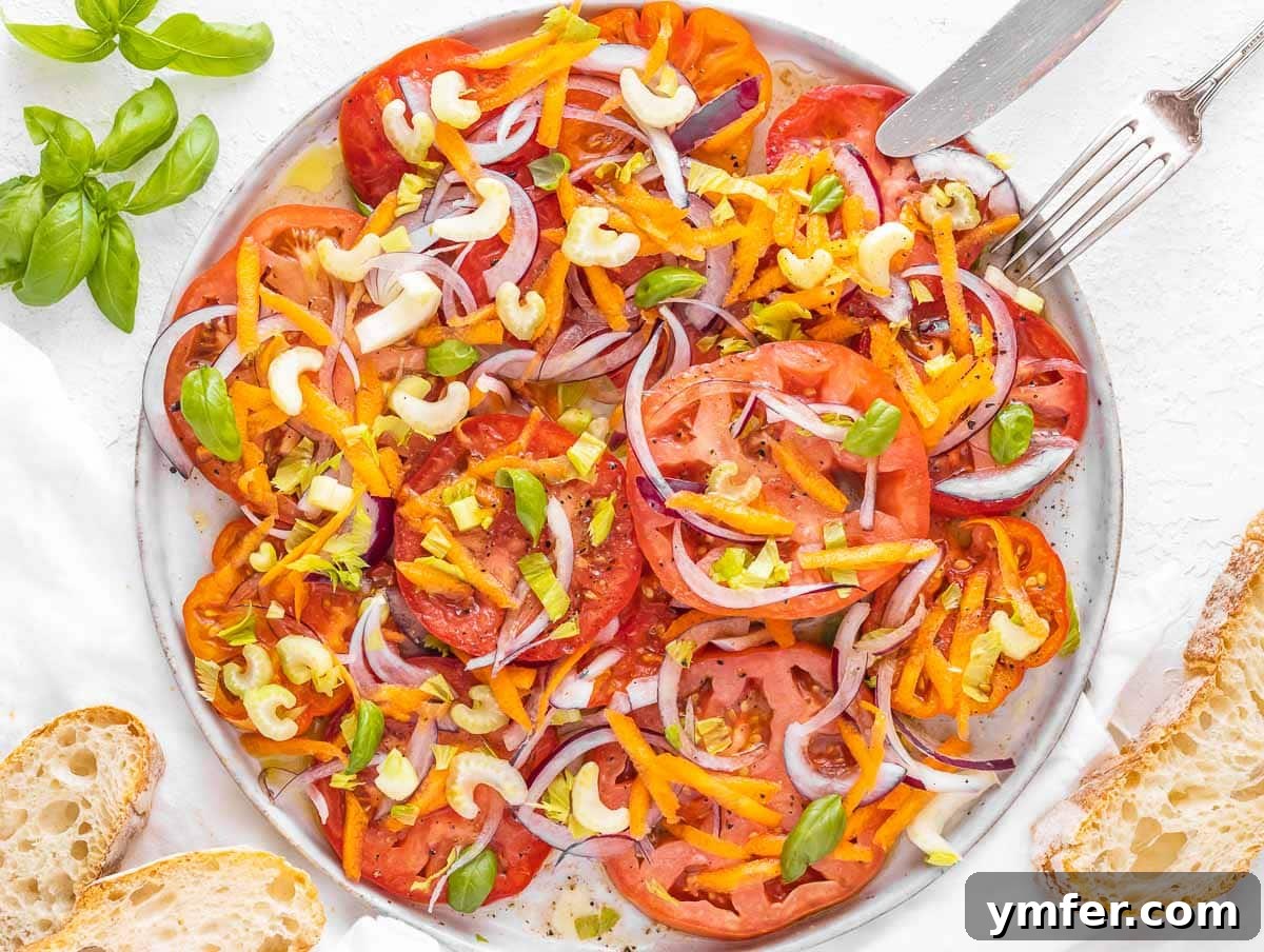 Simple Celery Recipes 3 Vibrant Italian tomato salad with crisp celery, red onion, and fresh herbs.