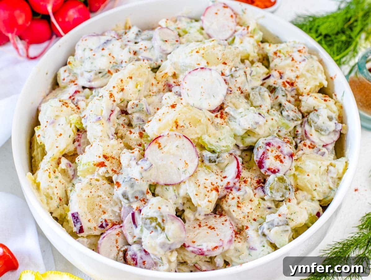 Simple Celery Recipes 8 Fresh dill potato salad, beautifully garnished with smoked paprika powder.