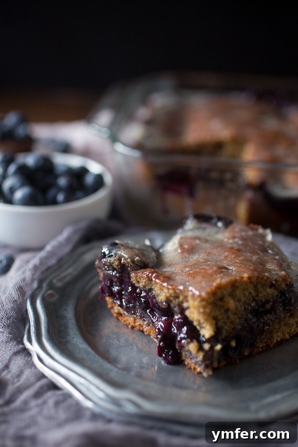 Glazed Blueberry Fritter Coffee Cake 4 This blueberry fritter cake is the perfect way to celebrate the bounty of summer - sweet cinnamon scented cake with a warm blueberry center topped with vanilla bean glaze. It's like you favorite bakery fritter but in easy to make cake form. Trust me, you'll love the taste of the cake and it's perfect for breakfast or dessert.