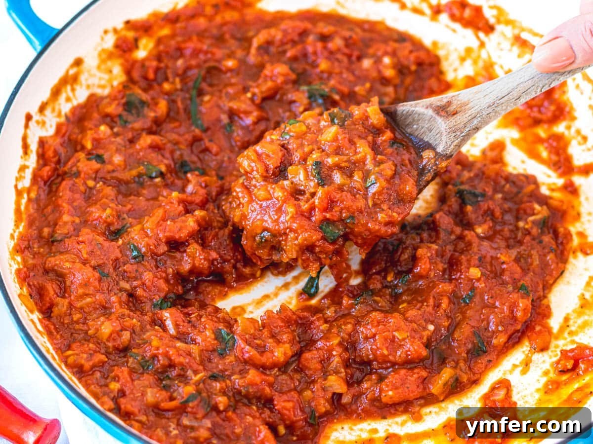 Flavorful Onion Dishes 24 Classic marinara sauce with basil and a wooden spoon