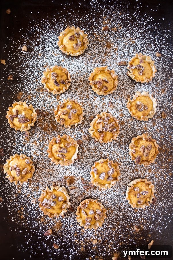 Crisp Phyllo No-Bake Pumpkin Cheesecake Bites 2 Delicious no-bake pumpkin cheesecake phyllo bites topped with spiced pecans, perfect for Thanksgiving.