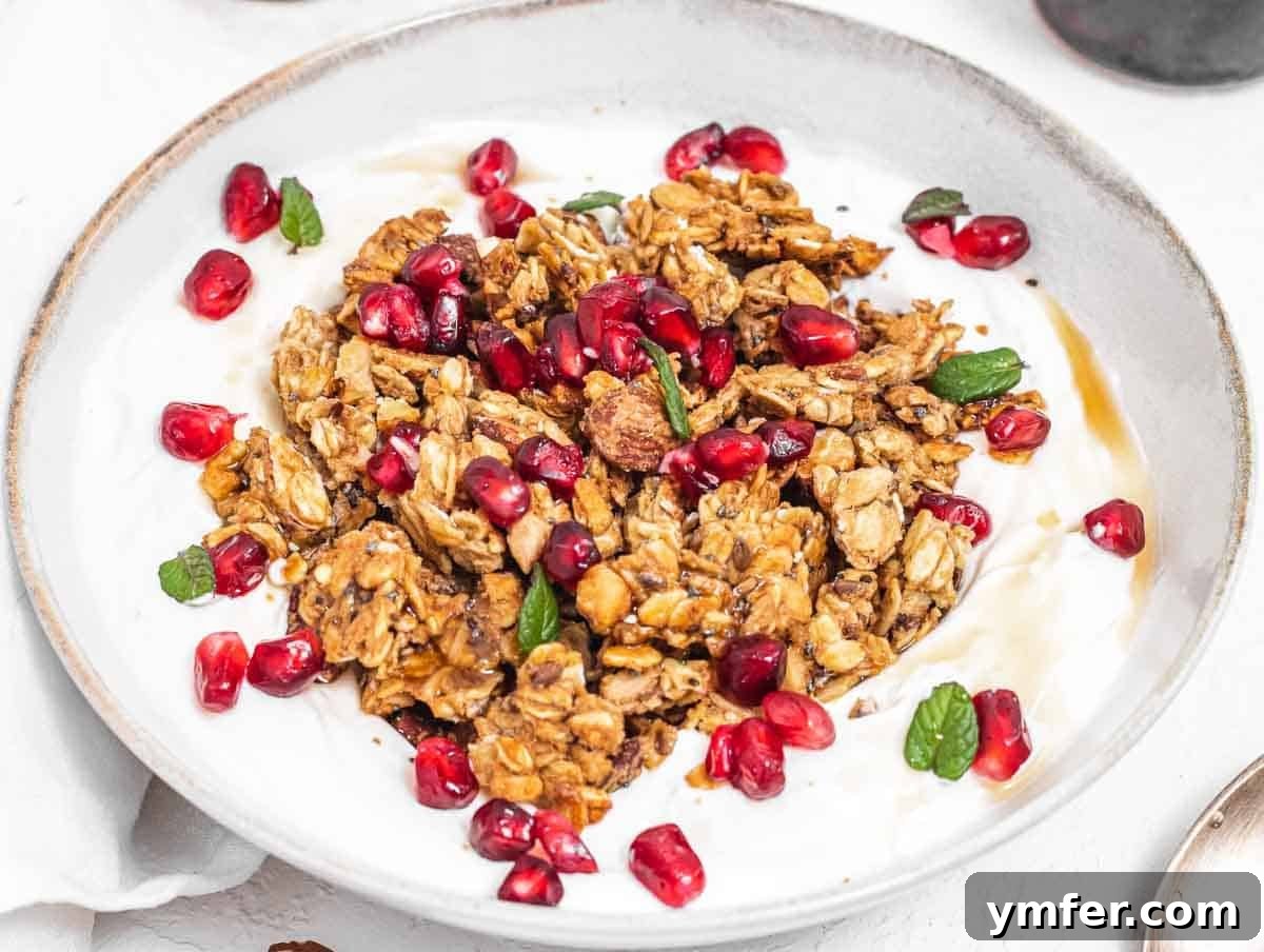 25 Power-Packed High Protein Vegan Breakfasts 14 Granola with pomegranate seeds