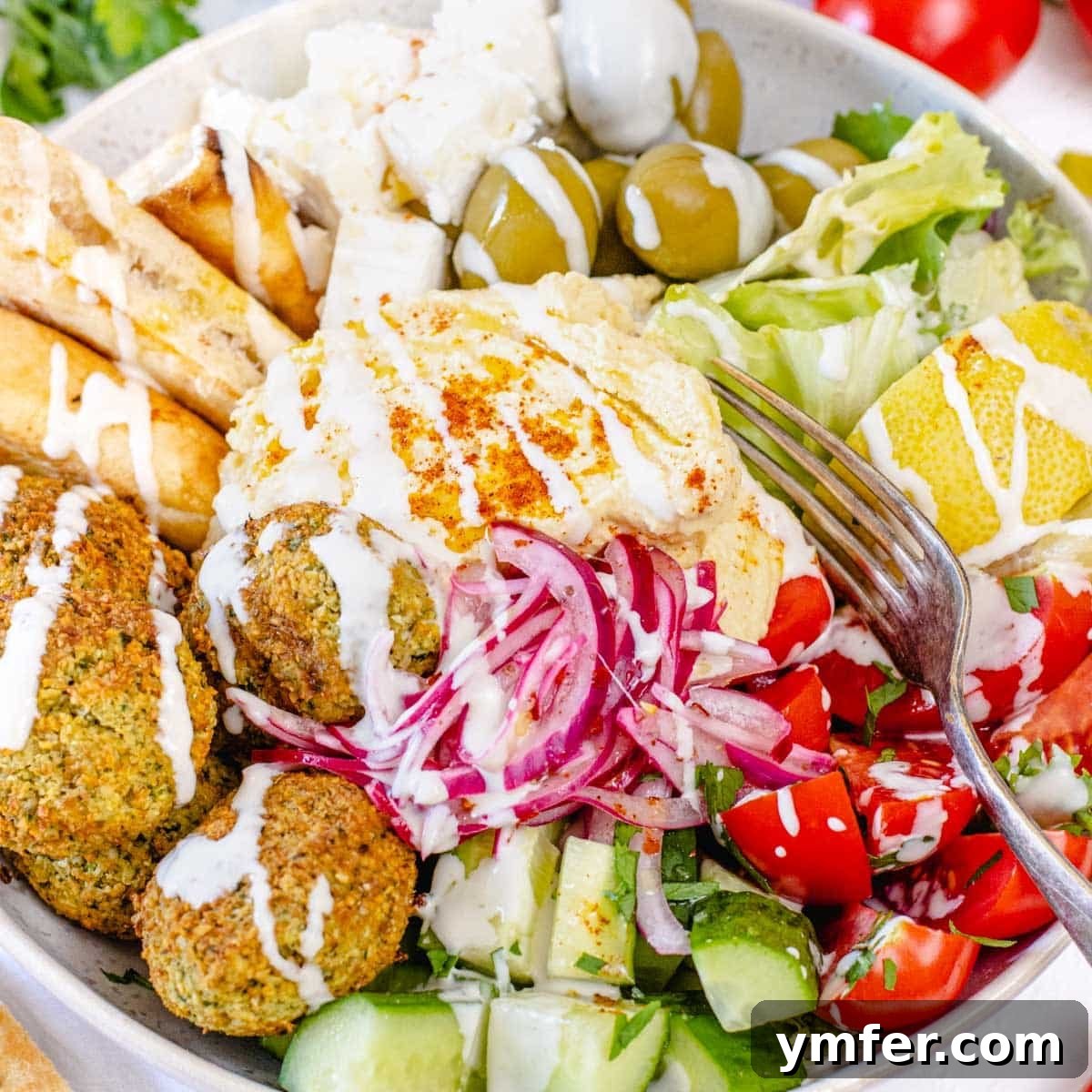 Middle Eastern bowl with falafel.