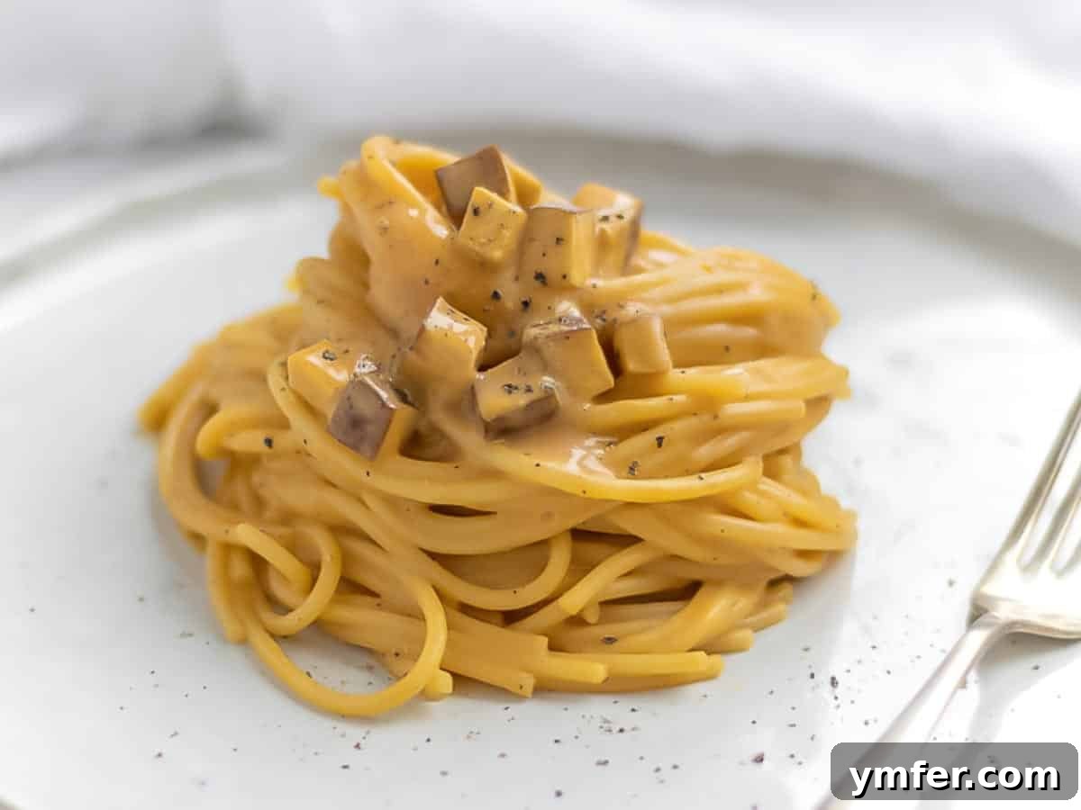 Creative Chickpea Flour Cuisine 13 carbonara on a plate