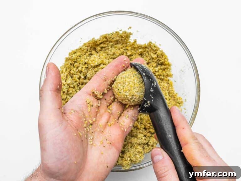 Creative Chickpea Flour Cuisine 25 shaping the falafel with ice cream scooper