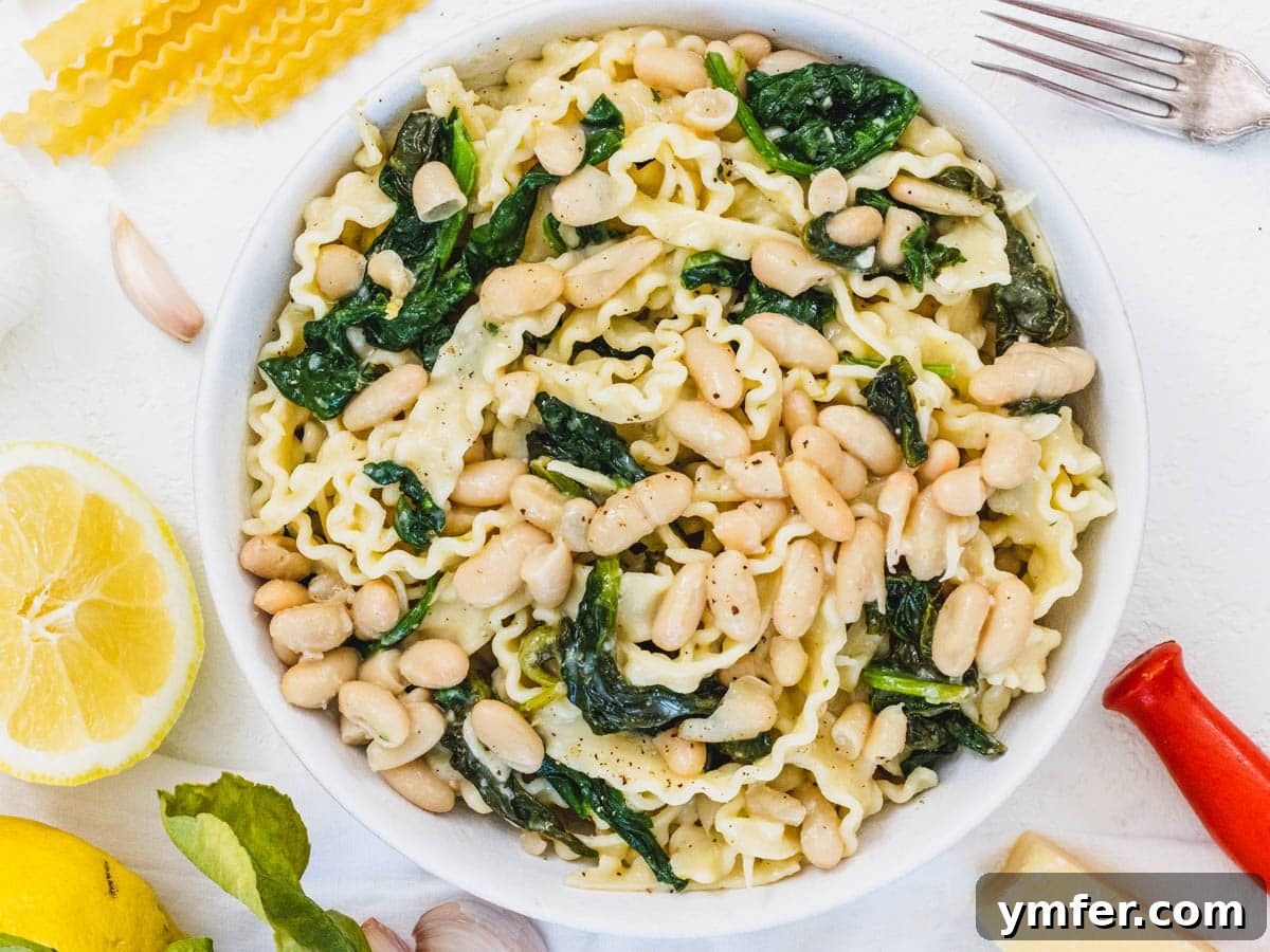 15 Quick and Easy Cannellini Bean Dishes 8 Lemon pasta with cannellini beans and spinach, offering a fresh and satisfying meal