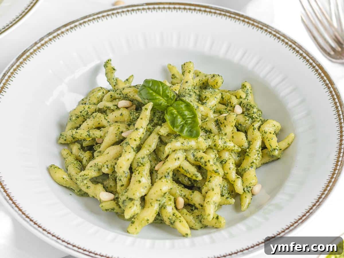 Fresh Basil Pesto 4 homemade trofie pasta with basil pesto