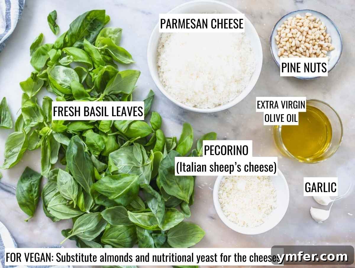 Fresh Basil Pesto 6 ingredients for pesto