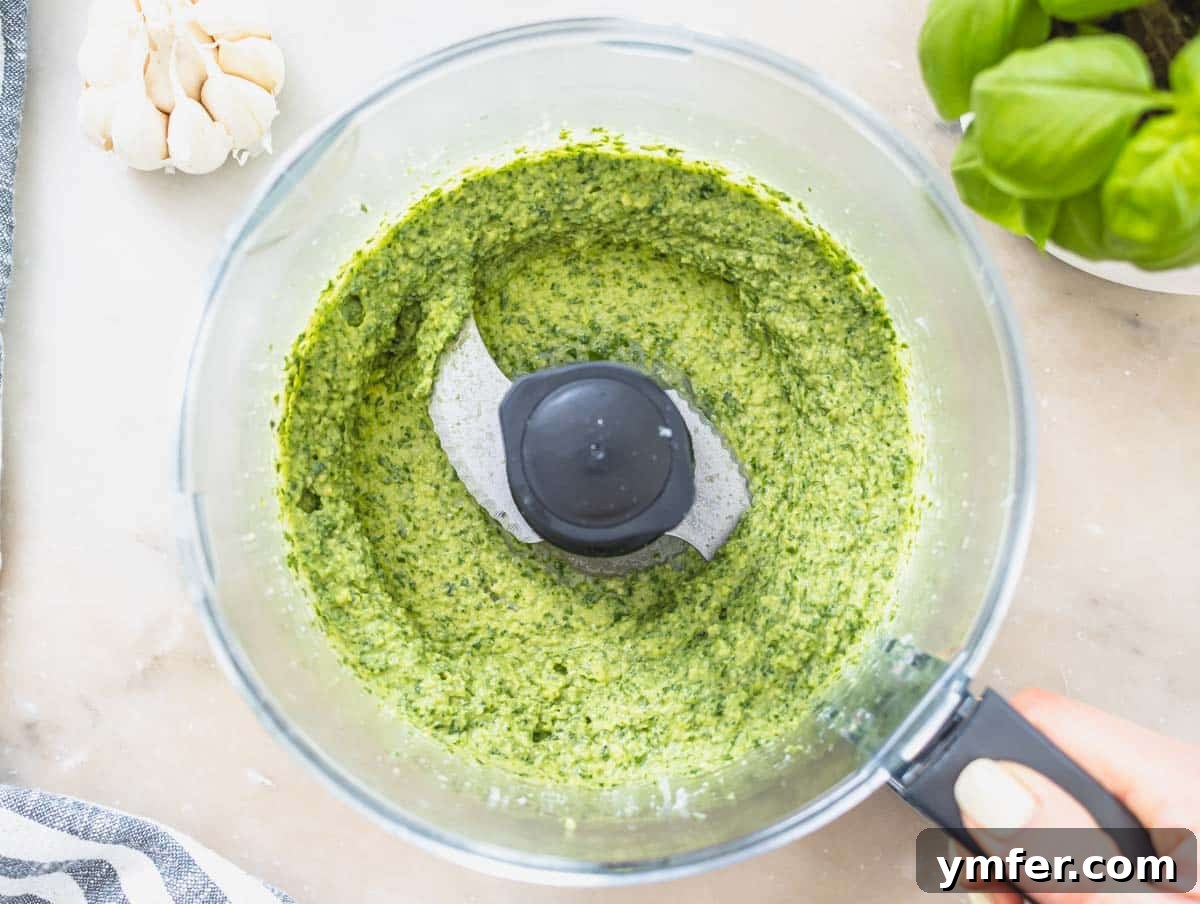Fresh Basil Pesto 9 basil pesto after blending in a food processor
