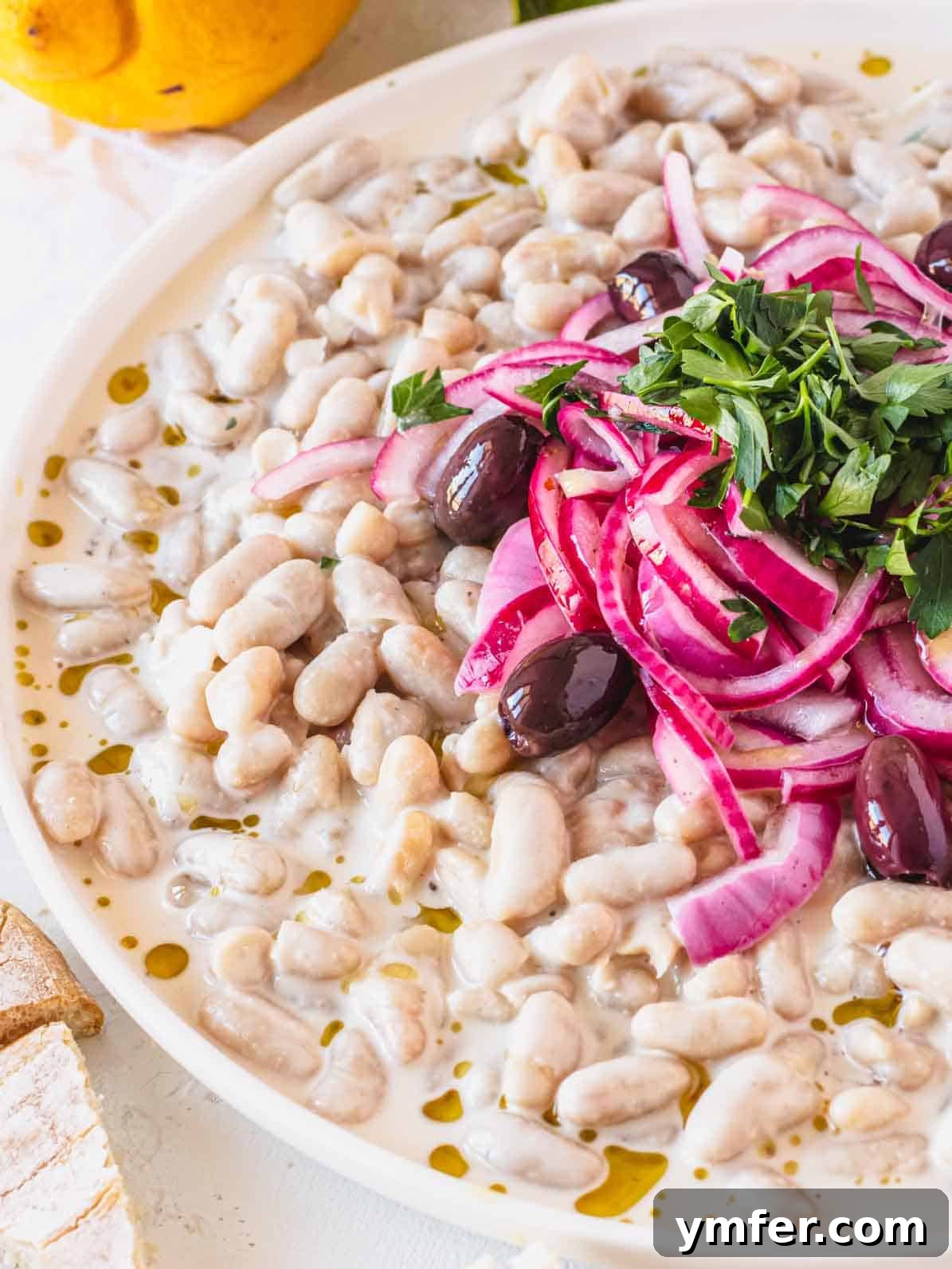 Piyaz Zesty Turkish White Bean Salad 2 Vibrant Piyaz Turkish white bean salad with white beans, red onions, olives, and parsley