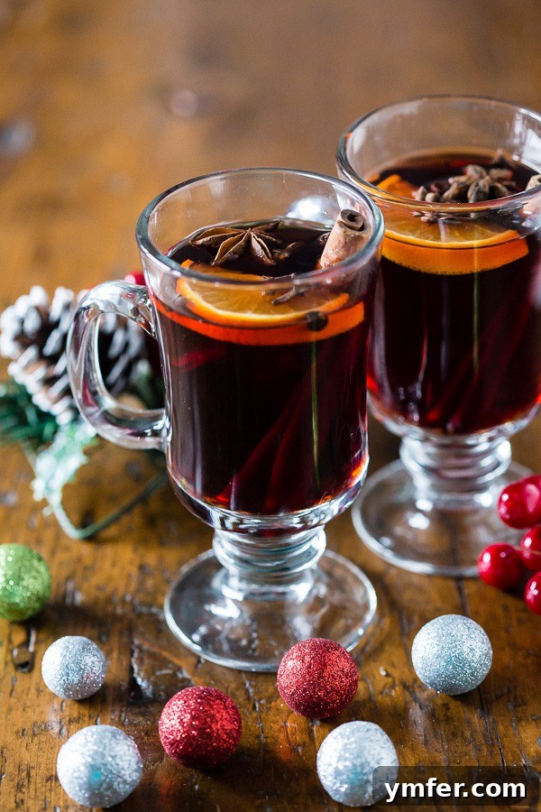Fireside Simmered Spiced Wine 2 Slow Cooker Spiced Mulled Wine in 2 glasses.